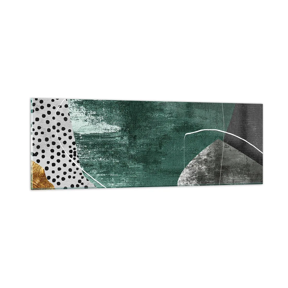 Cuadro sobre vidrio - Impresiones sobre Vidrio - Abstracción colorista con un copo de oro - 90x30 cm