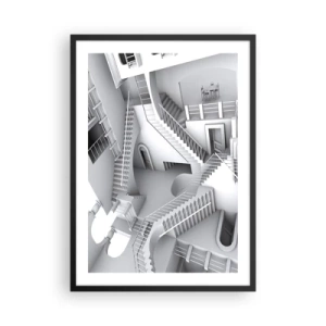 Póster en marco negro - Escaleras ilusorias en un espacio surrealista - 50x70cm - Paradojas del espacio - Decoración de pared moderna para salón y dormitorio ARTTOR