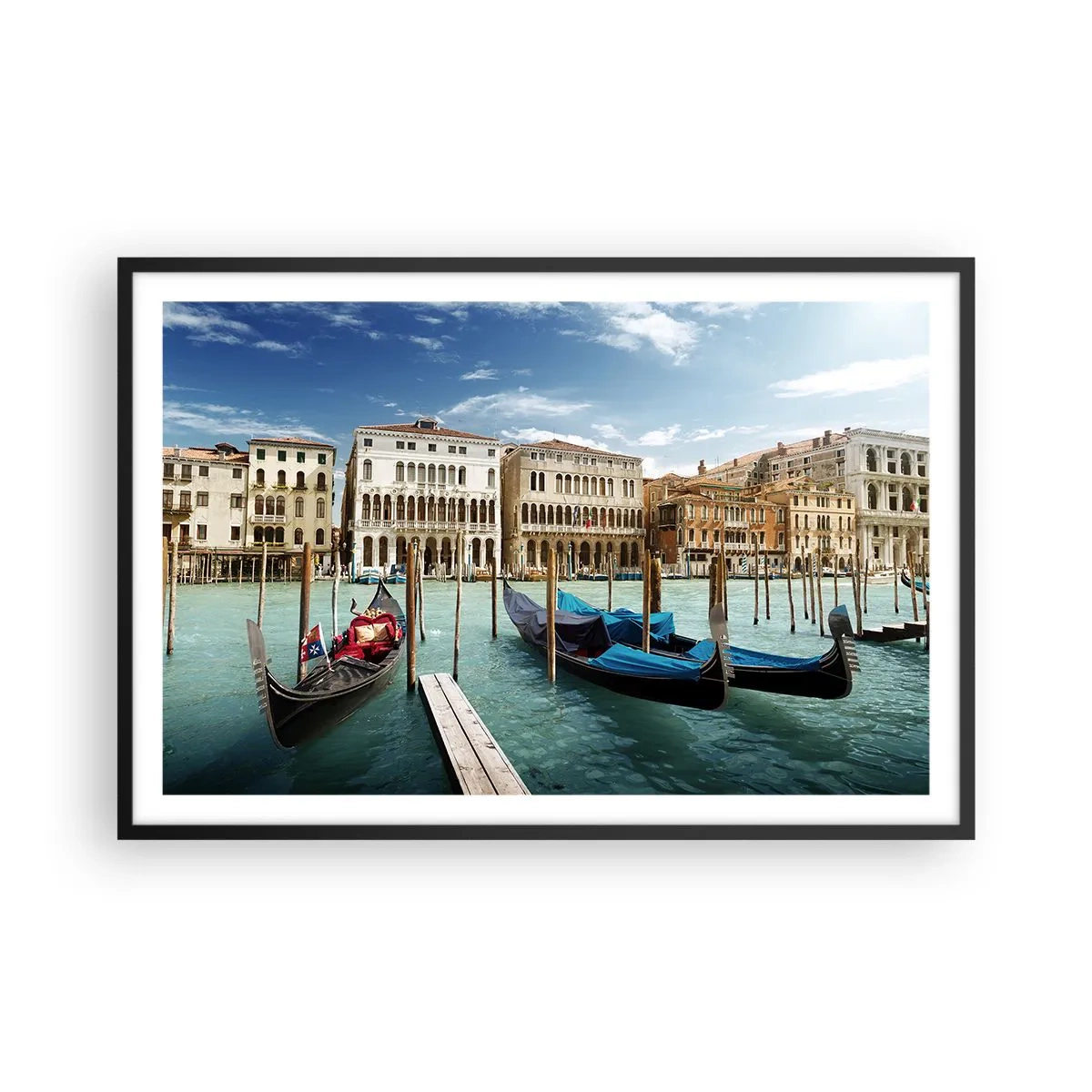 Póster en marco negro - Palacios en azul - 91x61 cm