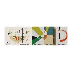 Muestra de fotomural Premium Sand - Y el mundo ríe - Abstracción, Pedazo, formas - 100x30 cm