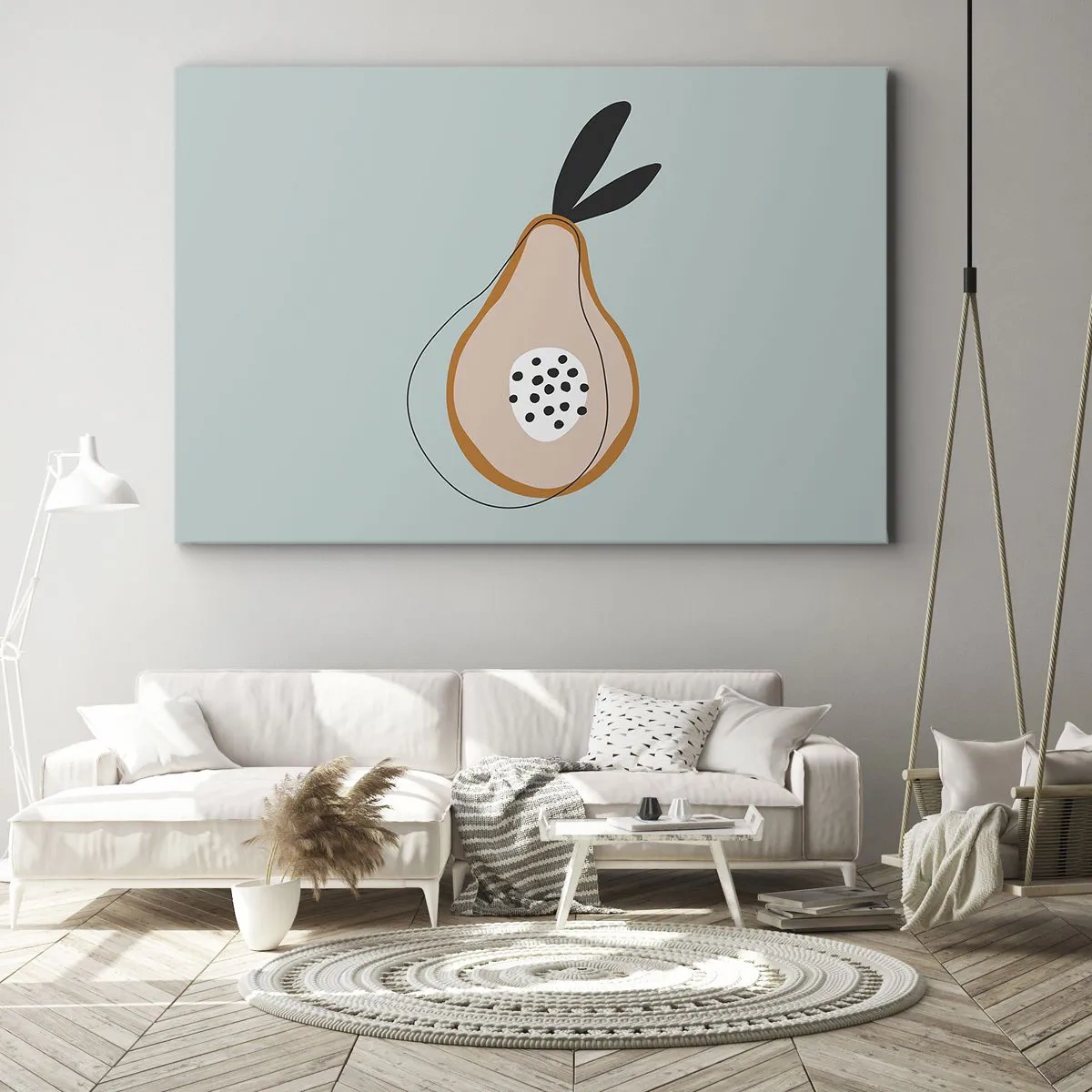 Cuadro sobre lienzo - Impresión de Imagen - Pera abstracta sobre un fondo claro - 70x50cm - El interior de la naturaleza - Decoración de pared moderna para salón y dormitorio ARTTOR