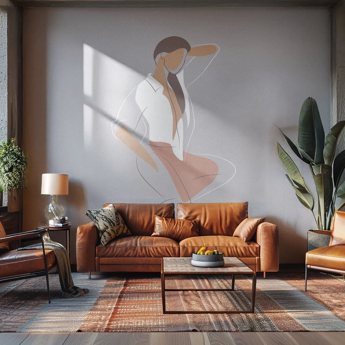 Fotomural Autadhesivo Deluxe Sticker - Un esbozo de encanto - Mujer, Gráficos, Modelo - 450x315 cm