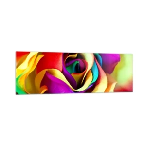 Cuadro sobre vidrio - Impresiones sobre Vidrio - Una rosa colorida en tonos arcoíris. - 160x50cm - Es imposible - Decoración de pared moderna para salón y dormitorio ARTTOR