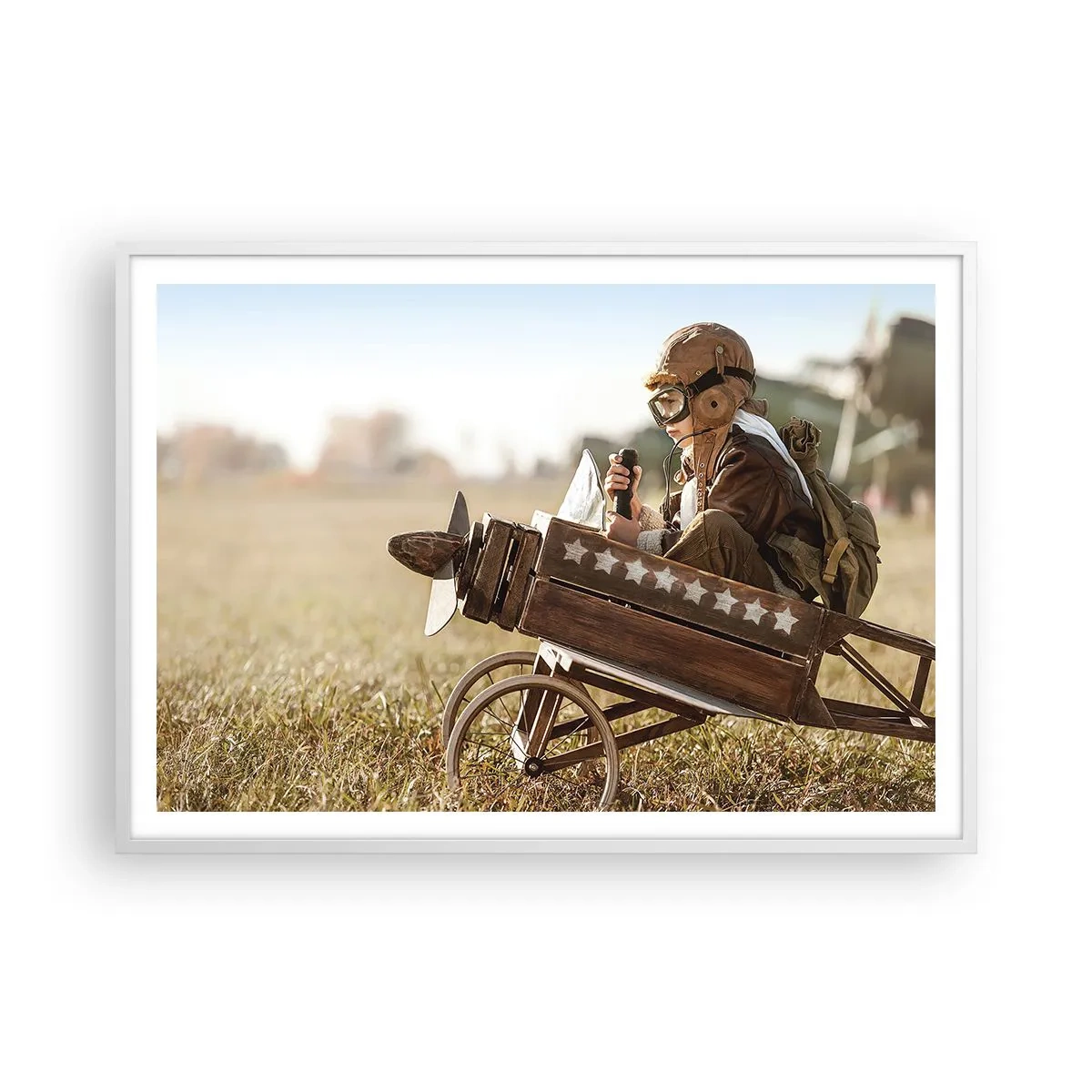 Póster en marco blanco - Despegue hacia un sueño - 100x70 cm