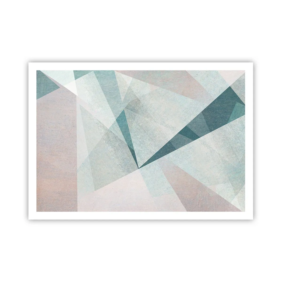 Póster - Formas geométricas en tonos pastel de azul y gris. - 100x70cm - Tranquilo pero dinámico - Decoración de pared moderna para salón y dormitorio ARTTOR