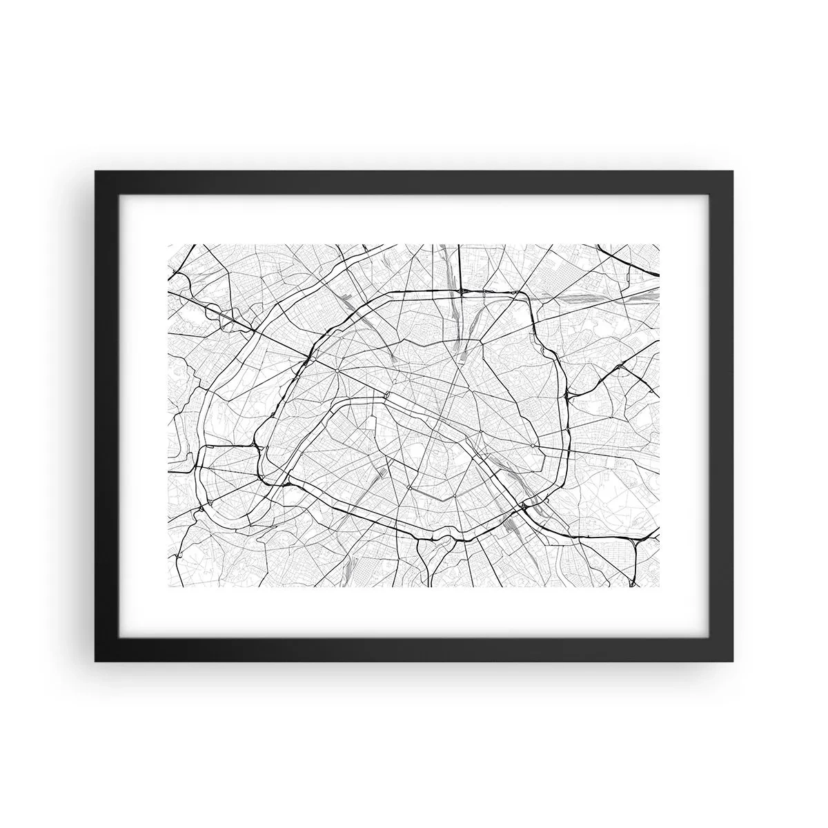 Póster en marco negro - Flor de París - 40x30 cm