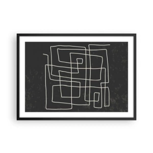 Póster en marco negro - Patrón geométrico abstracto sobre un fondo oscuro - 70x50cm - No es tan sencillo - Decoración de pared moderna para salón y dormitorio ARTTOR