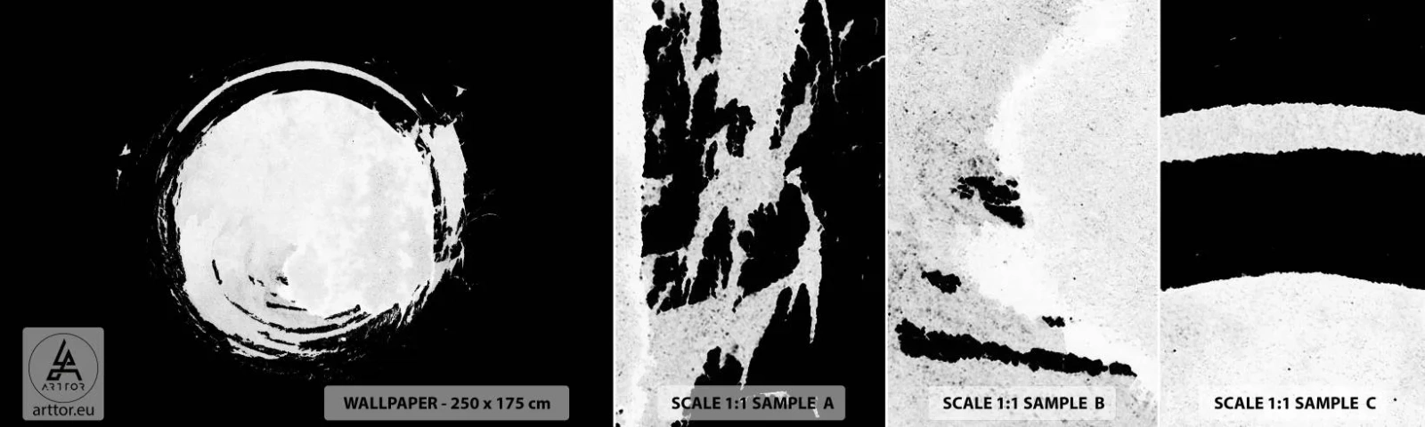 Muestra de fotomural autoadhesivo Deluxe Sticker - La buena salida - Rueda, Planeta, Luna - 100x30 cm