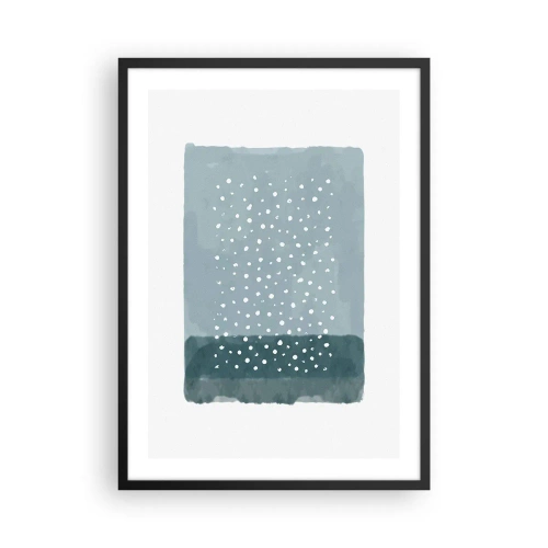 Póster en marco negro - Una composición abstracta con puntos blancos sobre fondo azul. - 50x70cm - Creación sobre azul - Decoración de pared moderna para salón y dormitorio ARTTOR