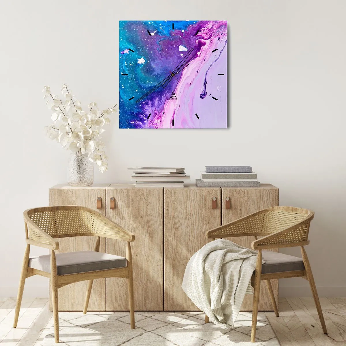 Reloj de pared - Reloj de vidrio - Yin y yang - 40x40 cm