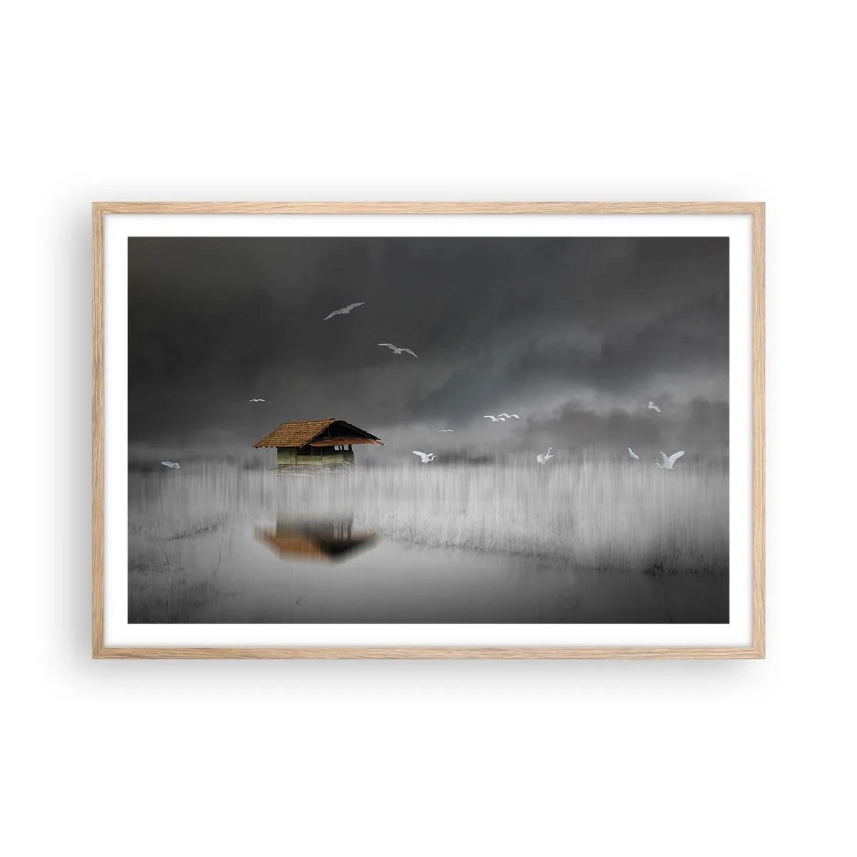 Póster en marco roble claro - Resguardo de la lluvia - 91x61 cm