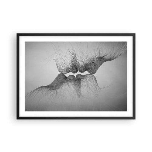 Póster en marco negro - Un beso abstracto presentado en forma etérea. - 70x50cm - Beso del viento - Decoración de pared moderna para salón y dormitorio ARTTOR