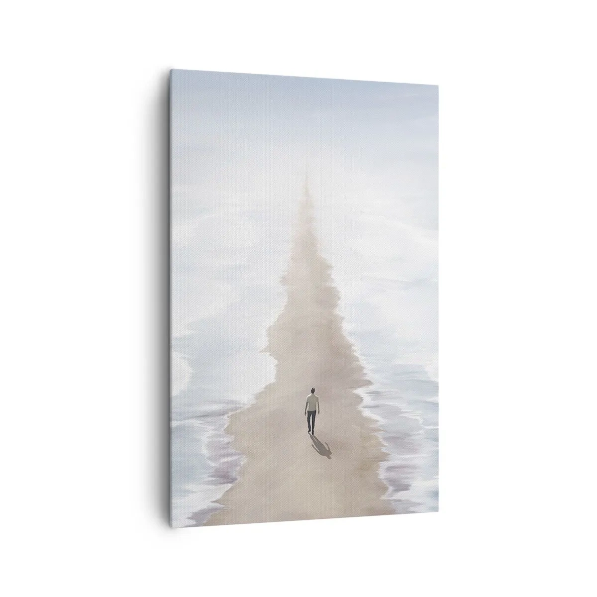 Cuadro sobre lienzo - Impresión de Imagen - Una figura en un camino solitario en medio de un vasto paisaje acuático. - 80x120cm - Un futuro brillante - Decoración de pared moderna para salón y dormitorio ARTTOR