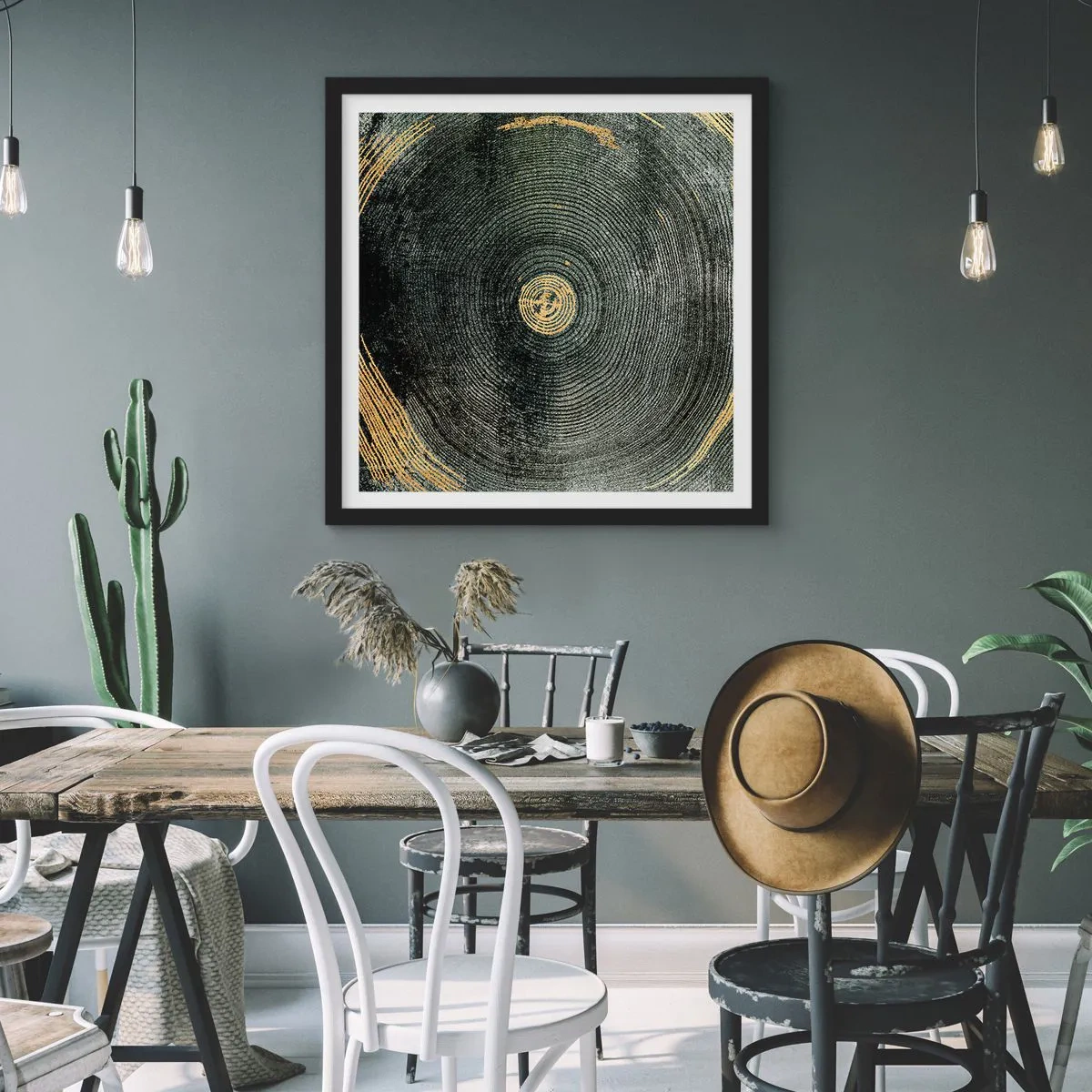 Póster en marco negro - Cambio y perpetuidad - 40x40 cm