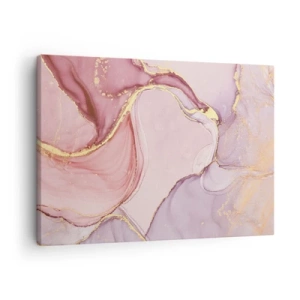 Cuadro sobre lienzo - Impresión de Imagen - Delicados patrones abstractos en tonos rosa y dorado. - 70x50cm - Caricia de colores - Decoración de pared moderna para salón y dormitorio ARTTOR