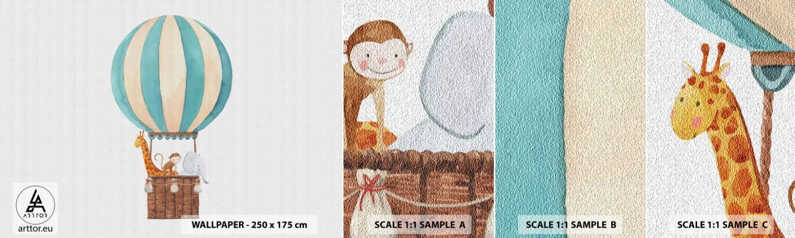 Muestra De Fotomural Standard Eco - Viaje fantástico - Globo, Para niños, Vintage - 100x30 cm