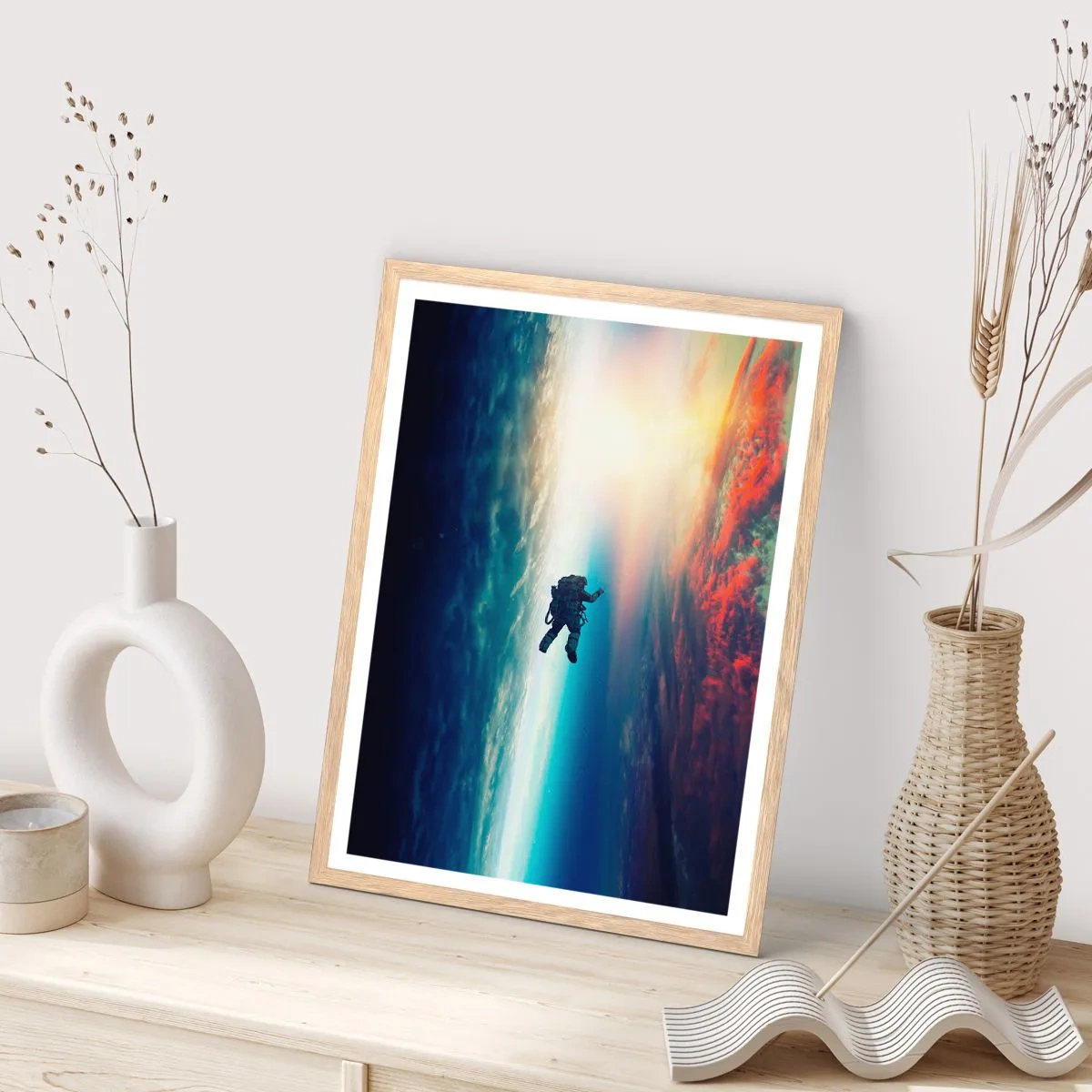 Póster en marco roble claro - Enfrentarse al universo - 50x70 cm