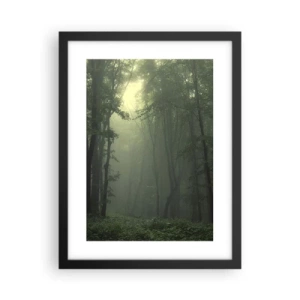 Póster en marco negro - Antes de que se despierte el bosque - 30x40 cm