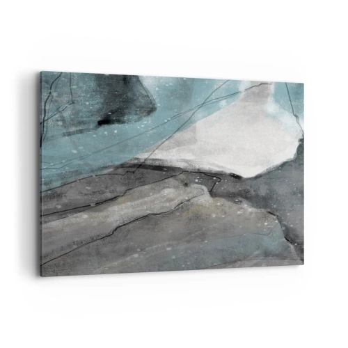 Cuadro sobre lienzo - Impresión de Imagen - Composición abstracta en tonos grises y azules. - 120x80cm - Abstracción: rocas y hielo - Decoración de pared moderna para salón y dormitorio ARTTOR