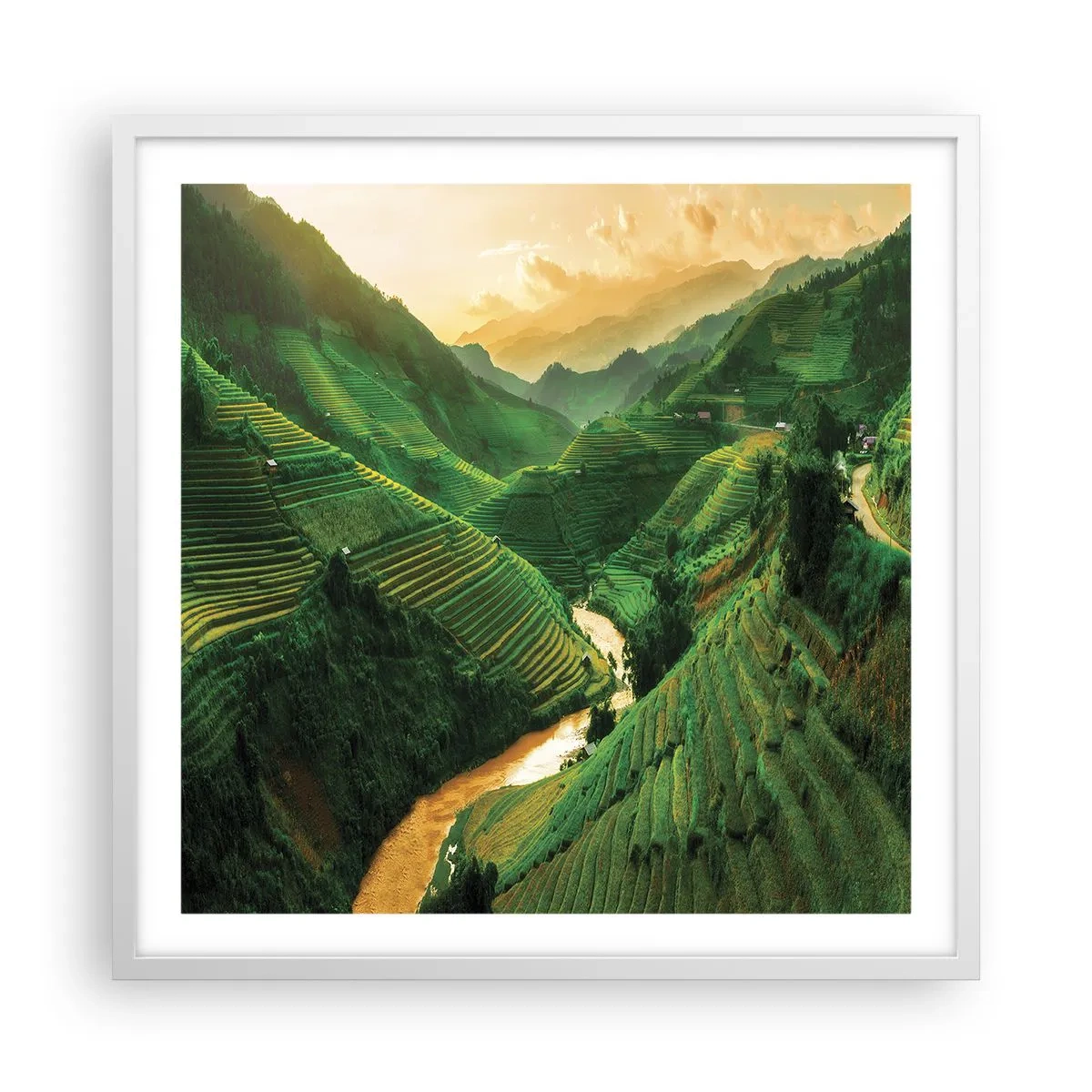 Póster en marco blanco - Valle vietnamita - 60x60 cm