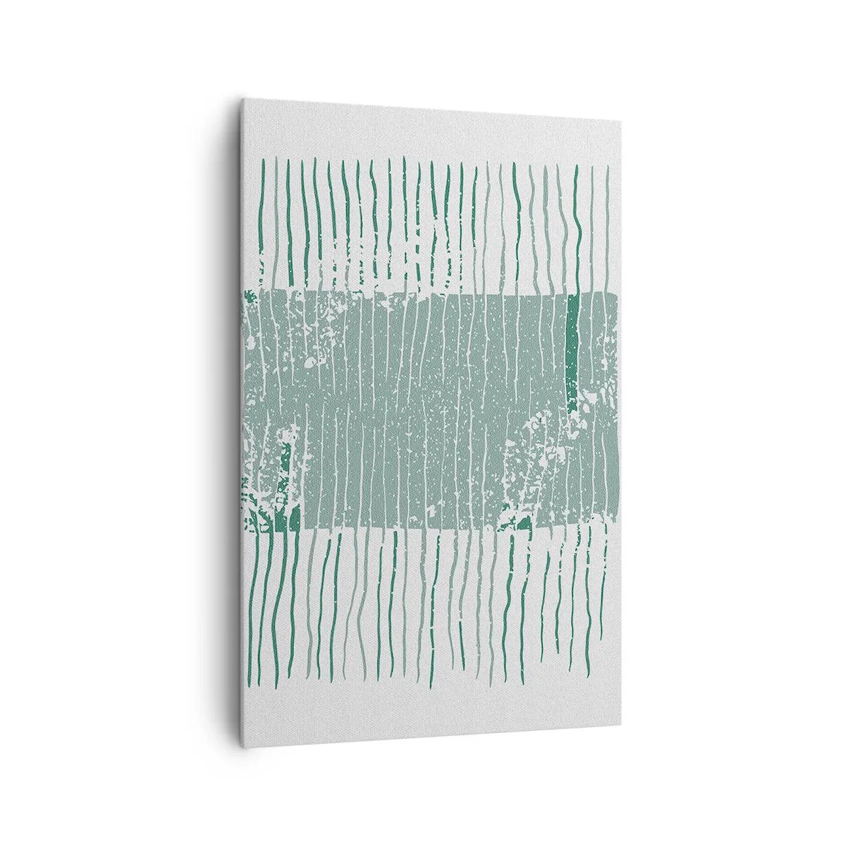 Cuadro sobre lienzo - Impresión de Imagen - Patrón geométrico en tonos verde mar y blanco. - 80x120cm - Abstracción marina - Decoración de pared moderna para salón y dormitorio ARTTOR