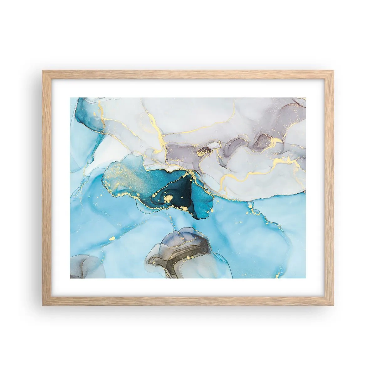 Póster en marco roble claro - Un estudio del encuentro entre el gris y el turquesa - 50x40 cm
