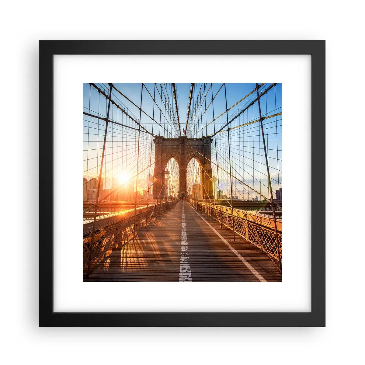 Póster en marco negro - En el puente dorado - 30x30 cm