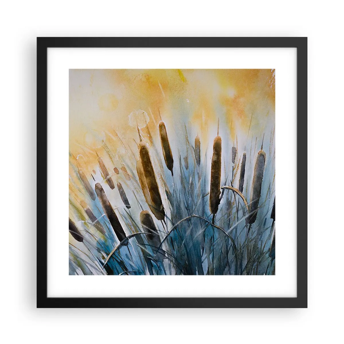 Póster en marco negro - El frío del agua, el calor del sol - 40x40 cm