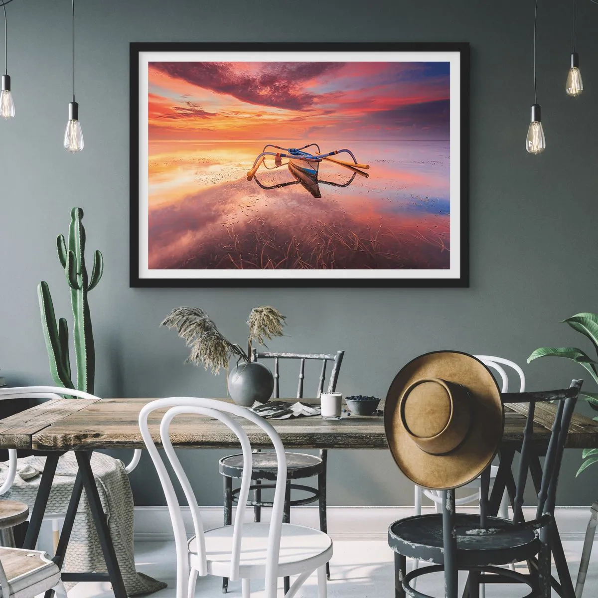Póster en marco negro - Calma de una tarde tropical - 40x30 cm