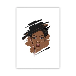 Póster - Retrato estilizado de una mujer en tonos marrones y negros. - 50x70cm - Dulce como el chocolate - Decoración de pared moderna para salón y dormitorio ARTTOR