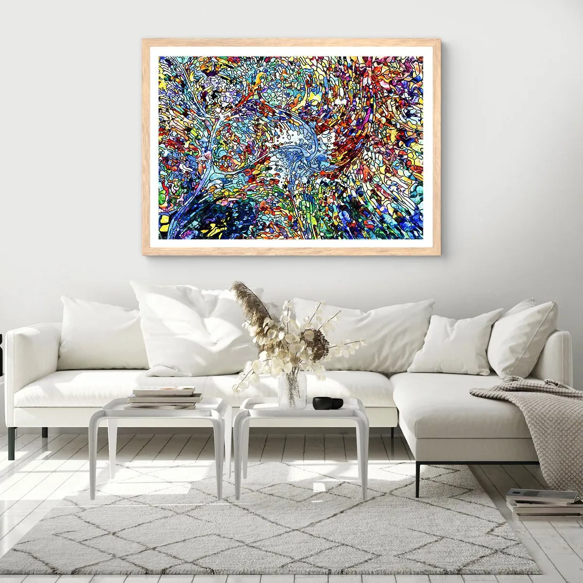 Póster en marco roble claro - Vidriera - 50x40 cm