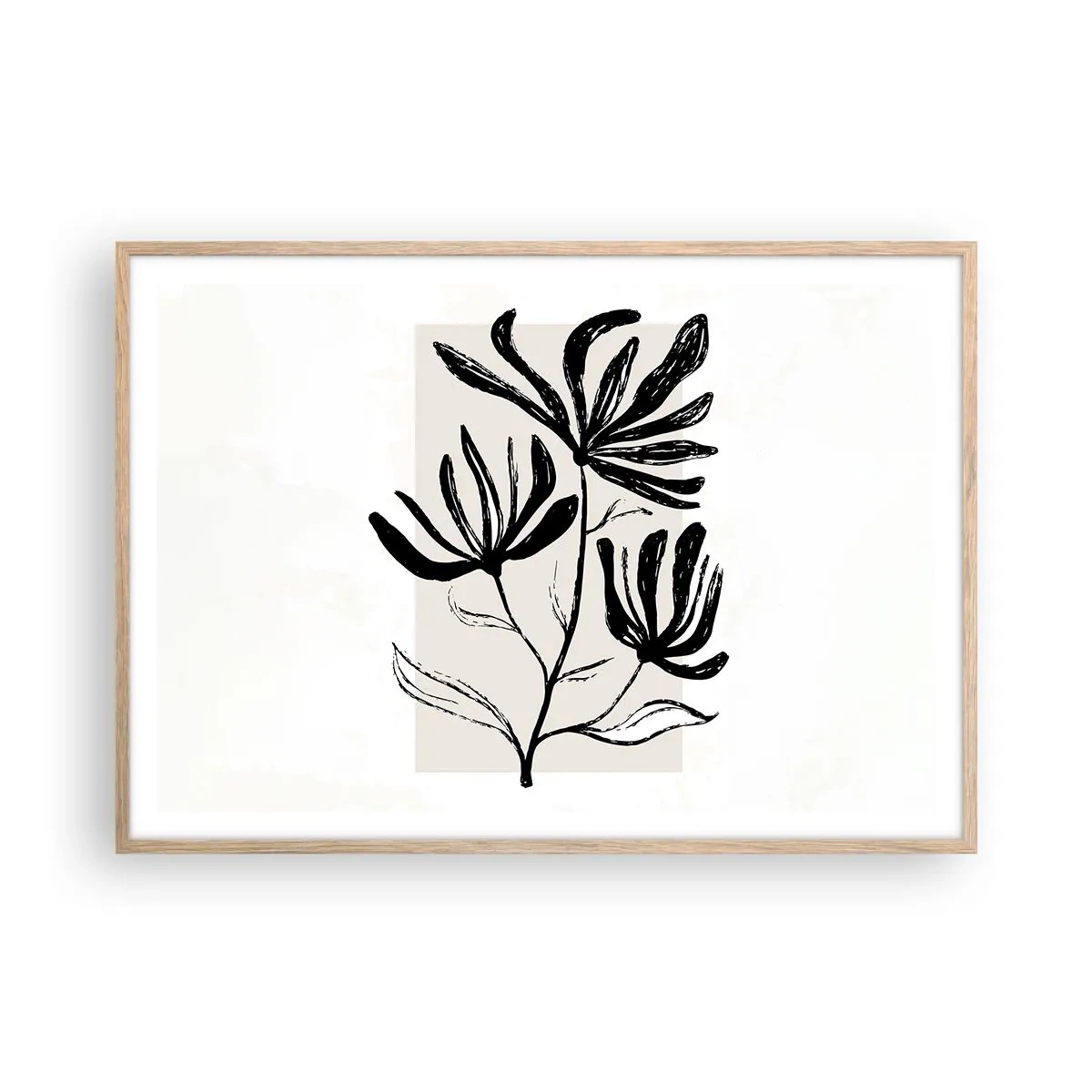 Póster en marco roble claro - Esbozo para un herbario - 100x70 cm
