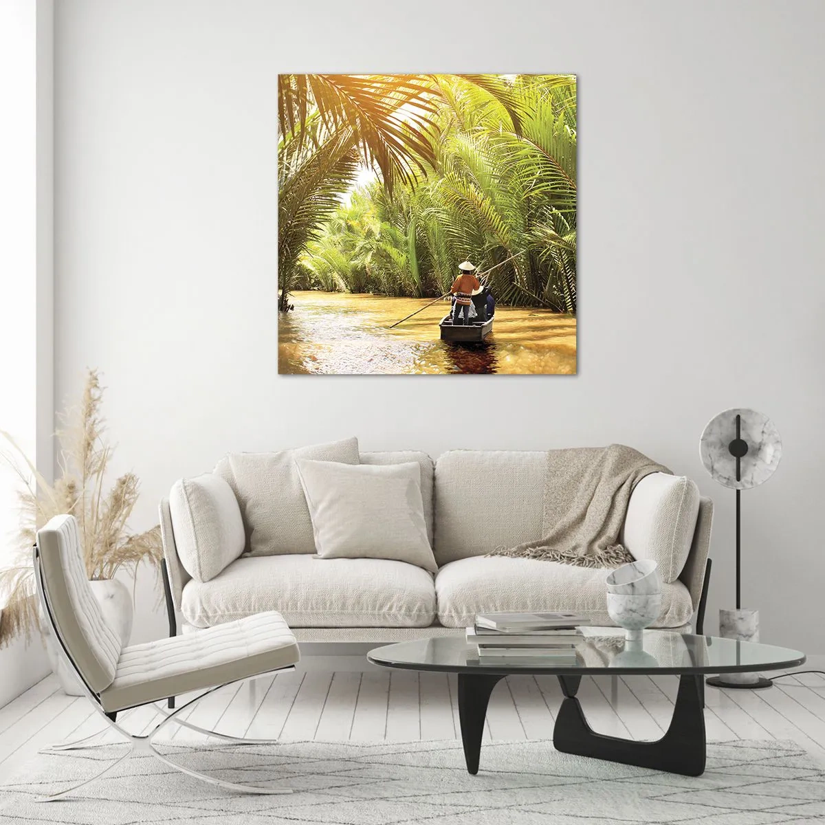 Cuadro sobre vidrio - Impresiones sobre Vidrio - En un túnel de palmeras - 30x30 cm