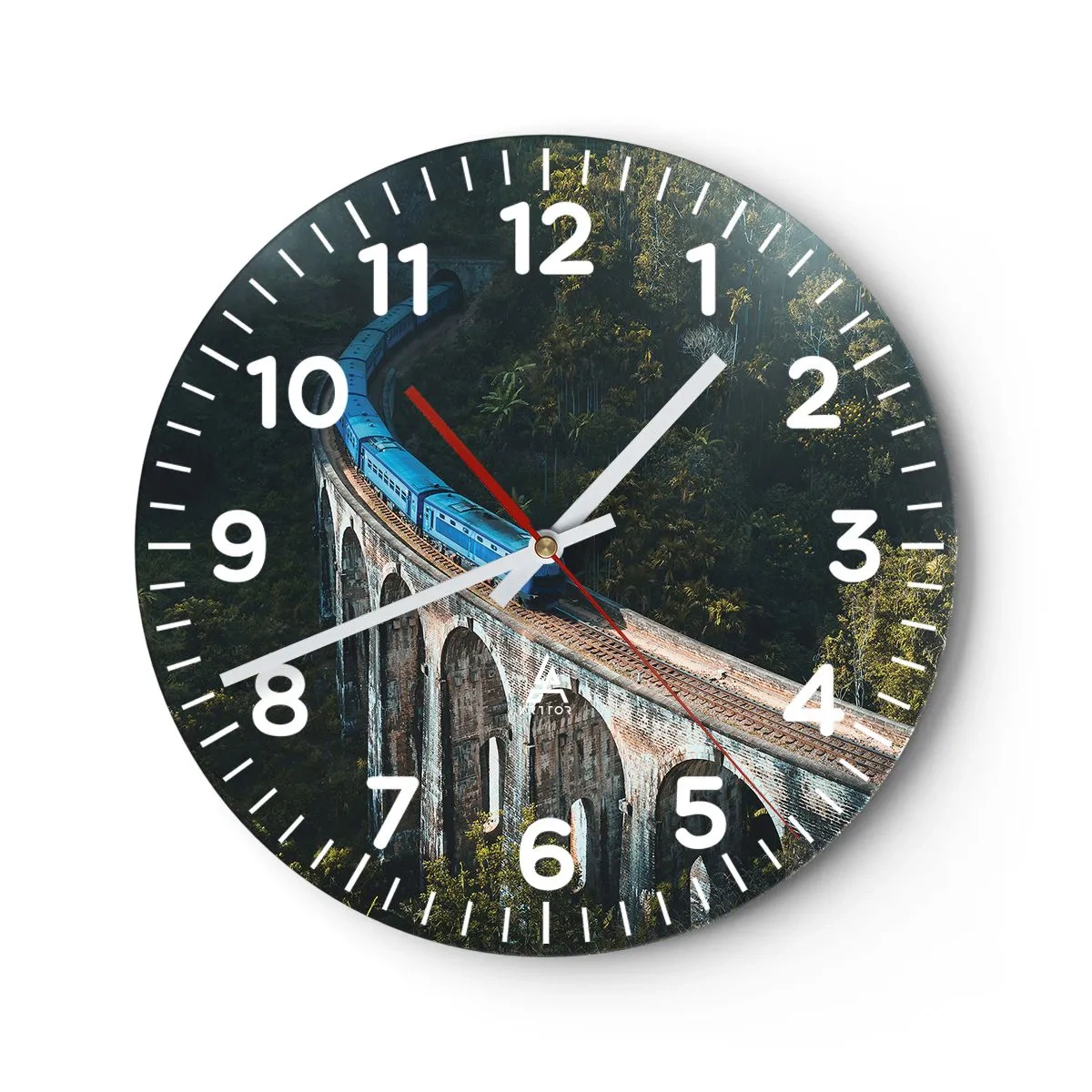 Reloj de pared - Reloj de vidrio - Vías sobre la naturaleza - 30x30 cm