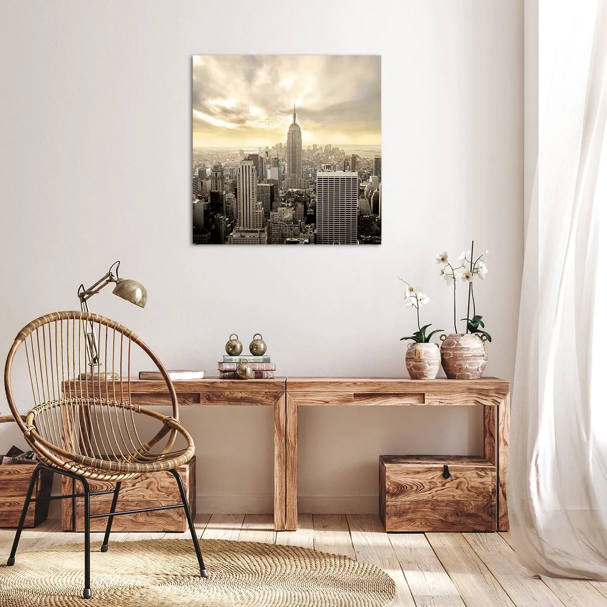 Cuadro sobre lienzo - Impresión de Imagen - Tejido neoyorquino en tonos grises - 70x70 cm