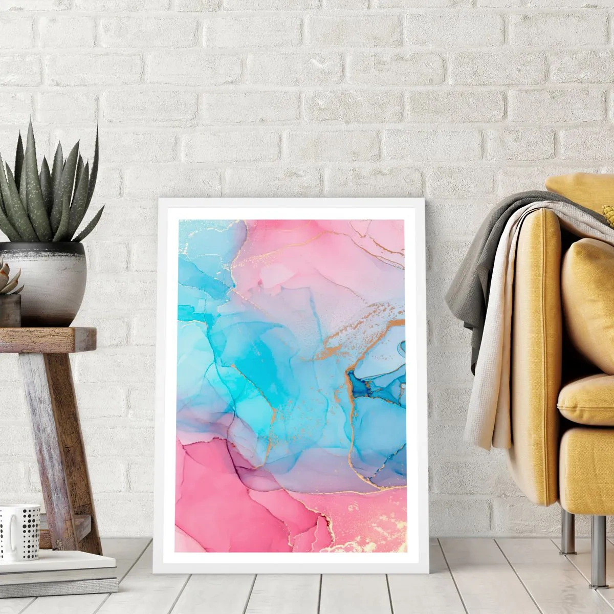 Póster en marco blanco - Reuniones y encuentros de colores - 70x100 cm