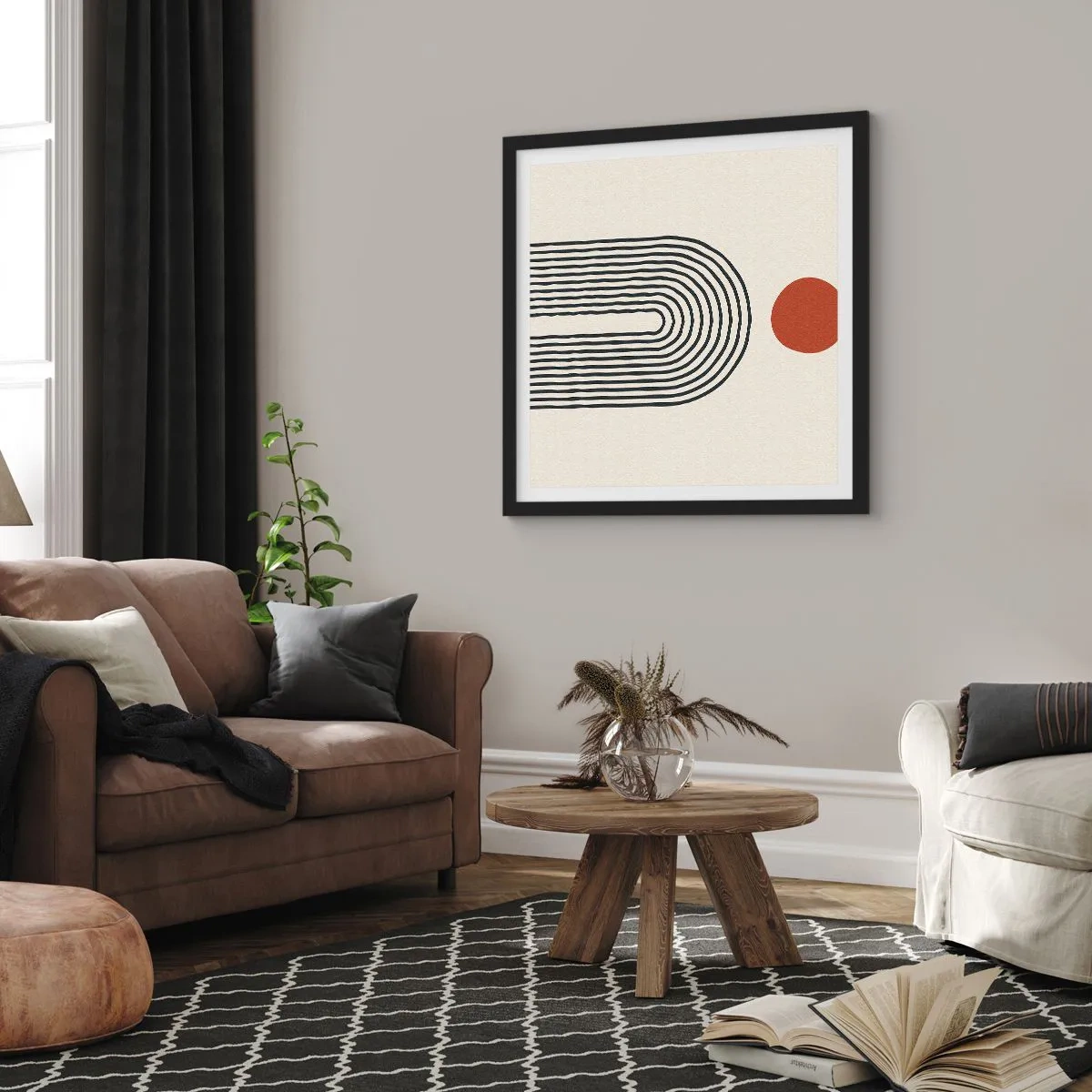 Póster en marco negro - Magnetismo de formas y colores - 50x50 cm