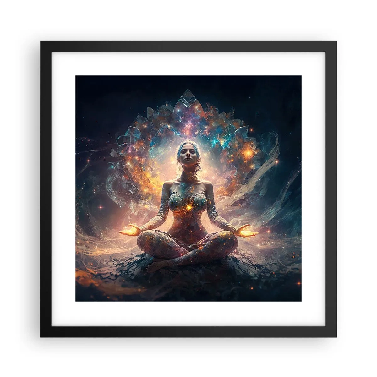 Póster en marco negro - Flujo de buena energía - 40x40 cm