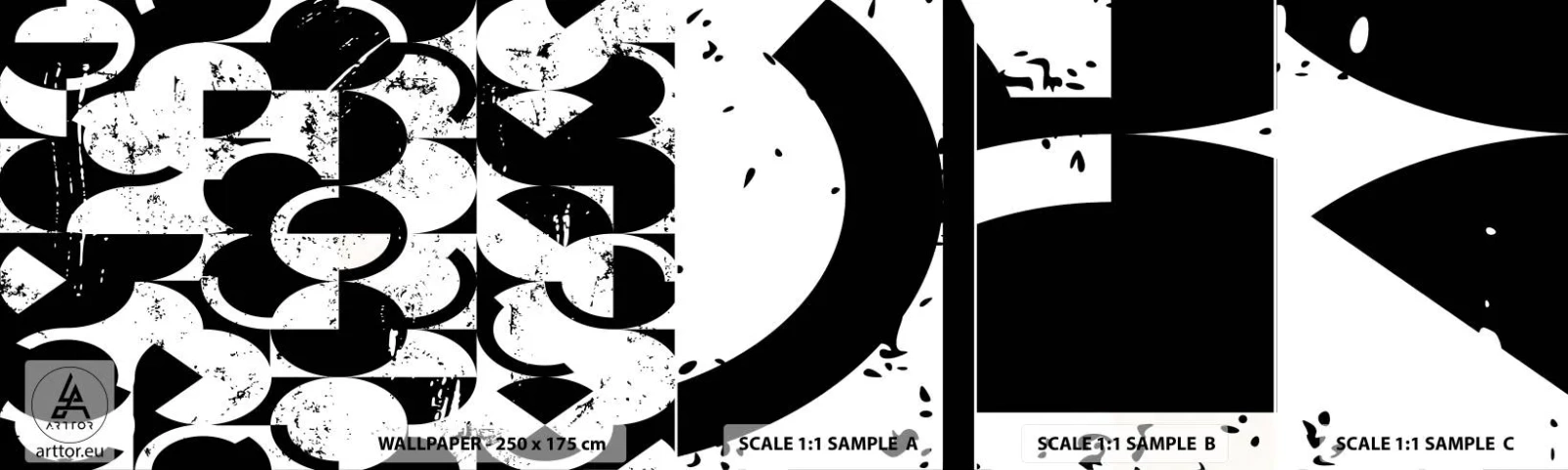 Muestra de fotomural autoadhesivo Deluxe Sticker - El blanco es blanco y el negro es negro - Abstracción, Pedazo, Gráficos - 100x30 cm