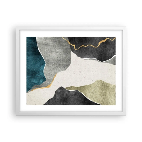 Póster en marco blanco - Composición en mosaico con una hebra de oro - 50x40 cm