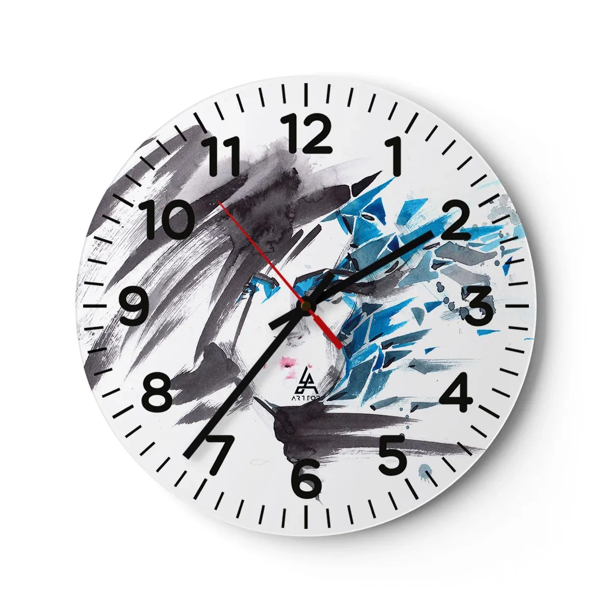 Reloj de pared - Reloj de vidrio - Un sensual retrato en gris y azul - 40x40 cm