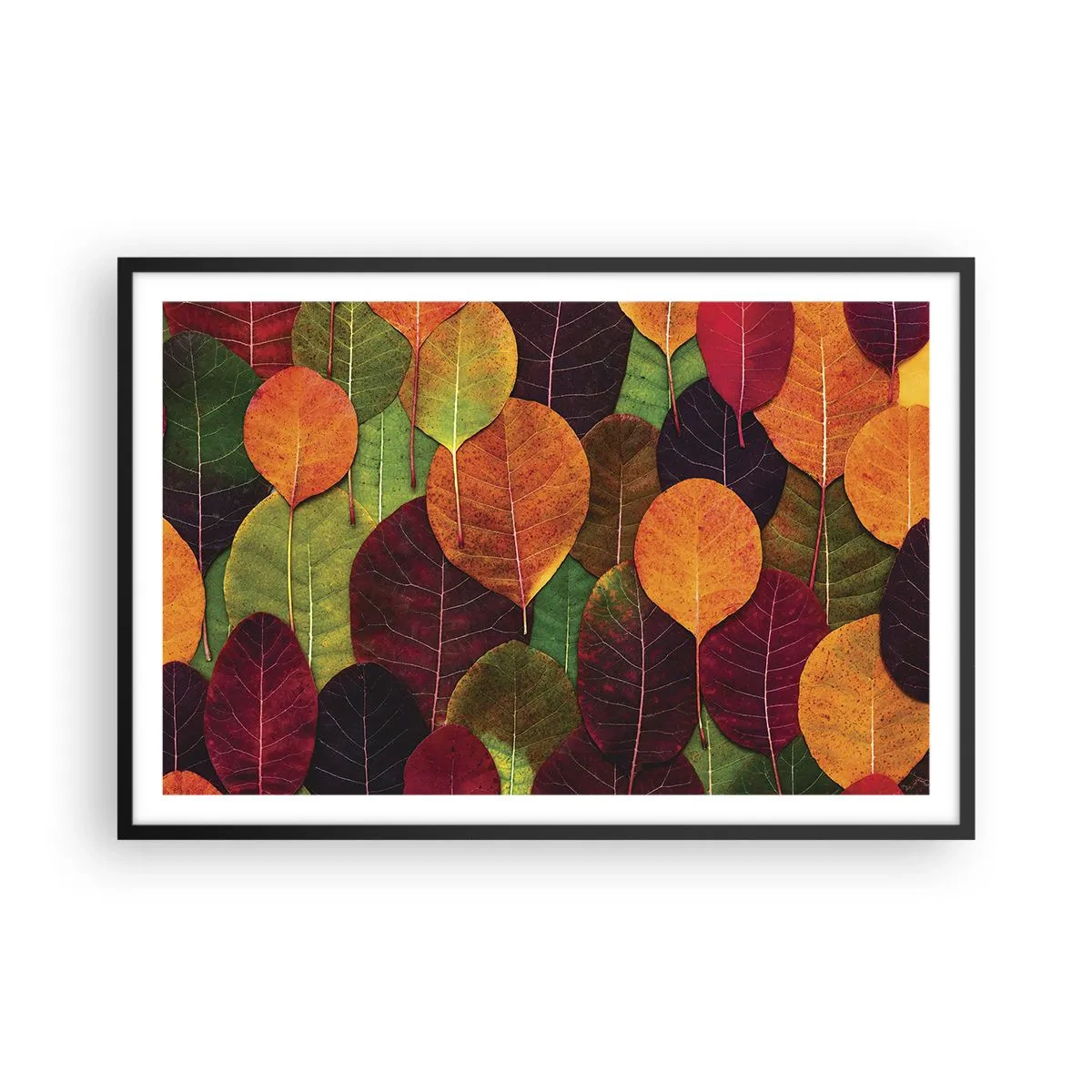 Póster en marco negro - Mosaico de otoño - 91x61 cm