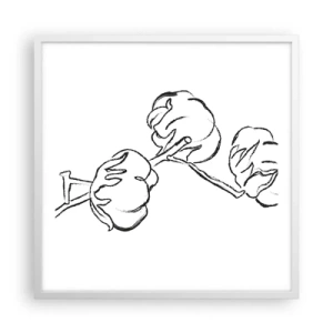 Póster en marco blanco - Plumón de algodón - 60x60 cm