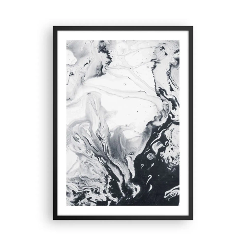 Póster en marco negro - Patrones abstractos en blanco y negro - 50x70cm - Dentro de la Tierra - Decoración de pared moderna para salón y dormitorio ARTTOR