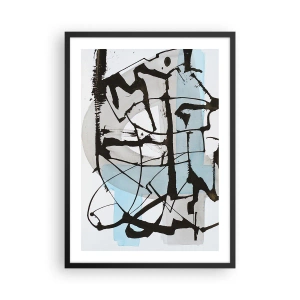 Póster en marco negro - Abstracción moderna en tonos azules y negros. - 50x70cm - Azul a pesar de todo - Decoración de pared moderna para salón y dormitorio ARTTOR