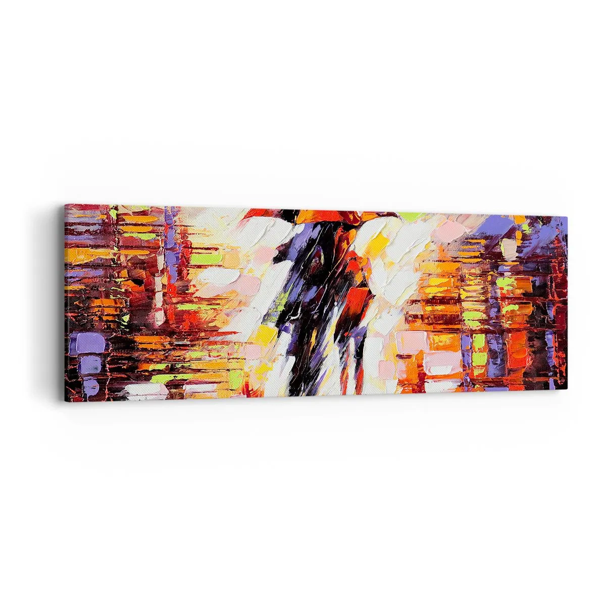 Cuadro sobre lienzo - Impresión de Imagen - Juntos a través de la noche y la lluvia - 90x30 cm