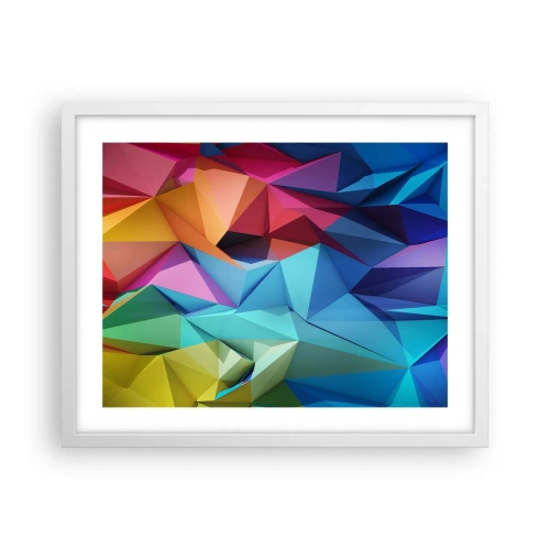 Póster en marco blanco - Origami arco iris - 50x40 cm
