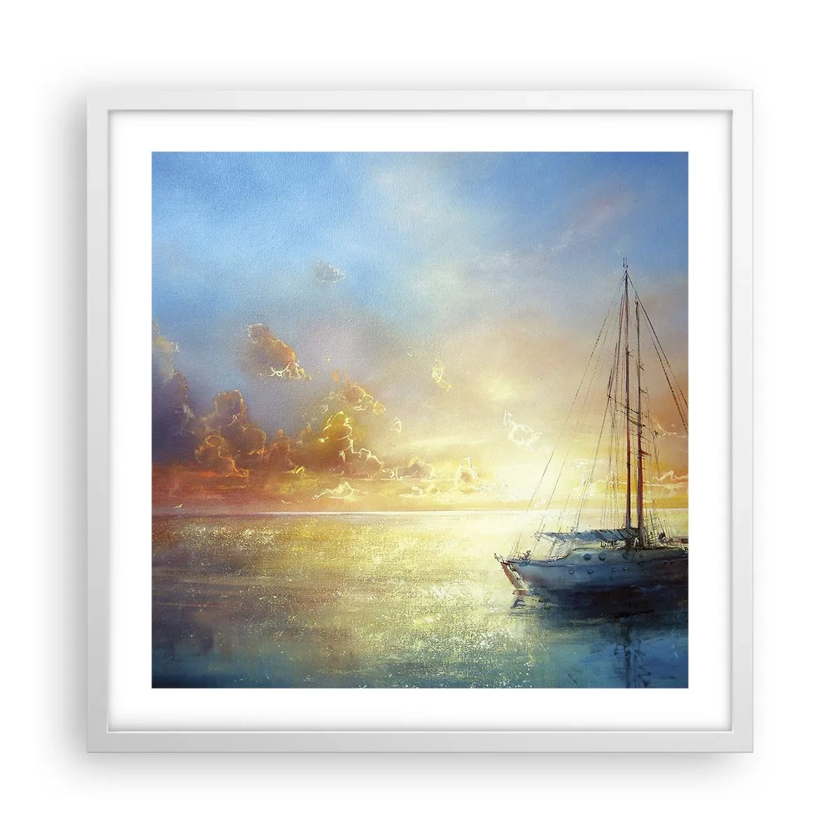 Póster en marco blanco - En una bahía dorada - 50x50 cm