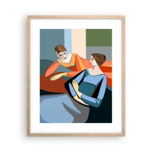 Póster en marco roble claro - Un momento de confidencias - 40x50 cm
