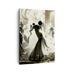 Cuadro sobre lienzo - Impresión de Imagen - Balón de estilo retro en blanco y negro. - 50x70cm - Gran mascarada - Decoración de pared moderna para salón y dormitorio ARTTOR